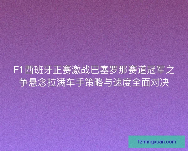 F1西班牙正赛激战巴塞罗那赛道冠军之争悬念拉满车手策略与速度全面对决